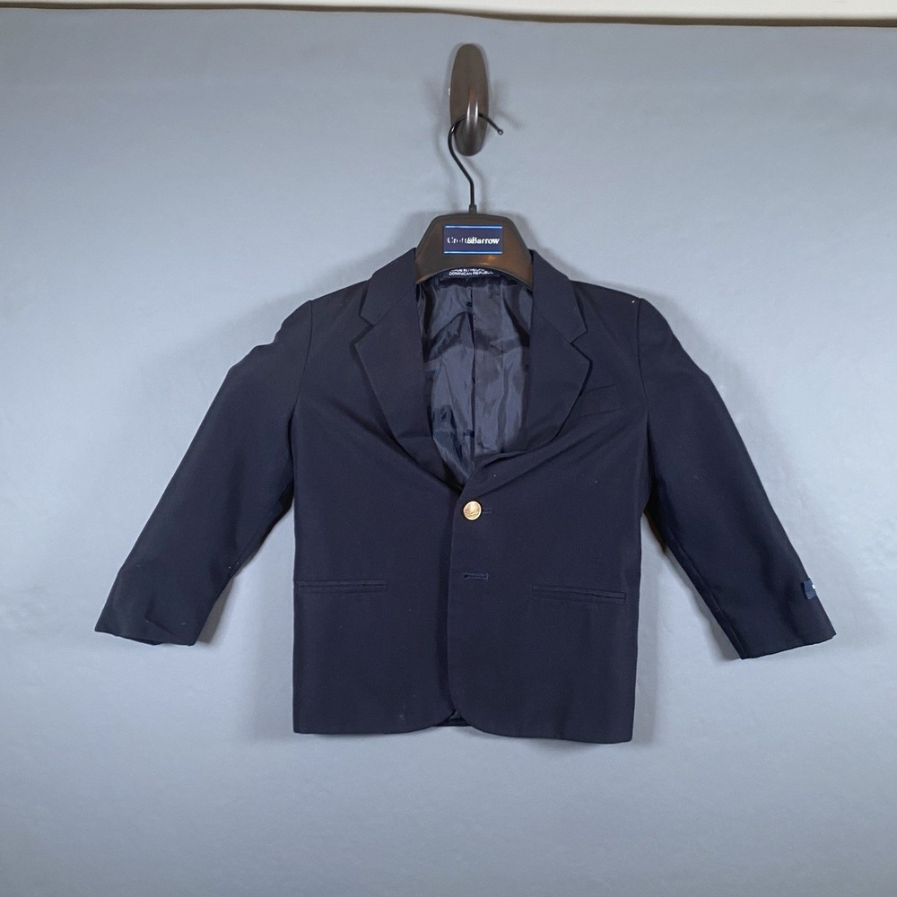 Nautica Boys Size 5 Regular Navy Blue 2-Button Blazer Sport Coat Gold Buttons